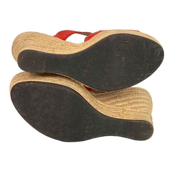 UGG Tawnie Wedge-Women 7.5-Coral Pink Leather-Espadrille Sandal 1000404 -F29011L - Picture 7 of 10
